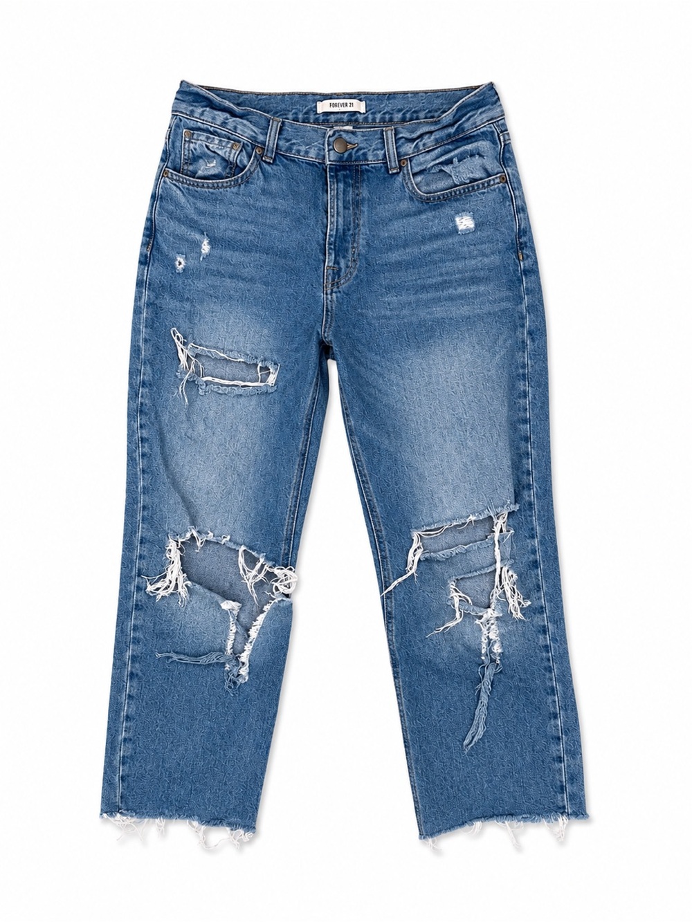 Forever 21 Ripped Jeans Size 28 Distressed Straight Leg Denim Y2K